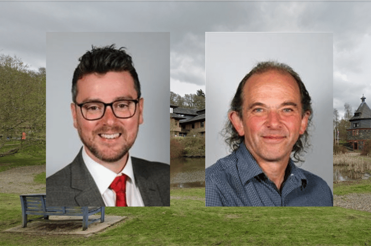 Powys Deputy Council Leader Cllr Matthew Dorrance (Labour) and Cabinet Member for Education Cllr Pete Roberts (Liberal Democrat)