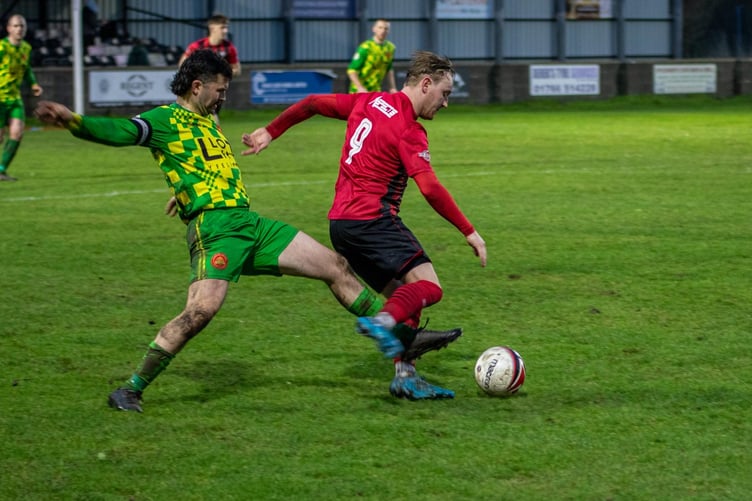 Rhys Alun scored twice for Port against Felinheli (Photo: Jeff Guile)