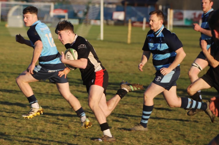 Tregaron surge forward during the Boxing Day derby against Aberystwyth 2nds