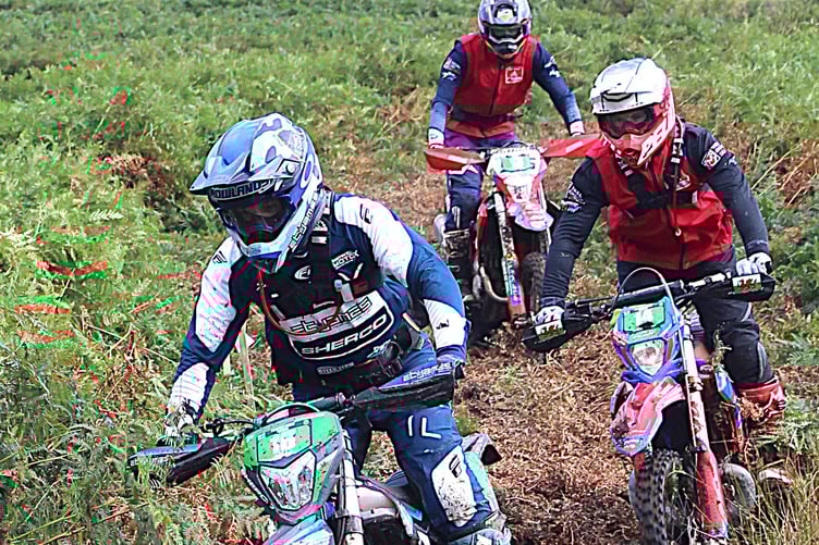 Local riders Ryan Rowlands leads Tomos Wright and Sion Evans
