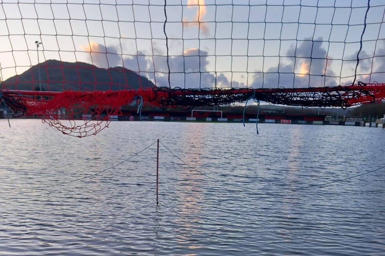 Heavy flooding at the Traeth