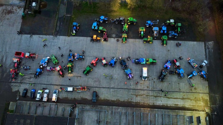 Farmers used tractors to spell out ‘Stop Farm Tax’ in a powerful protest against proposed inheritance tax changes