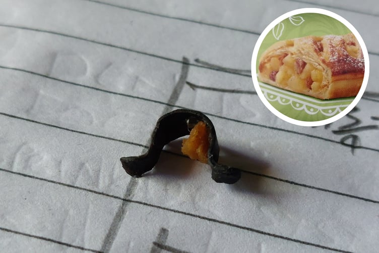 This metal clip was found inside a Lidl apple strudel this Christmas