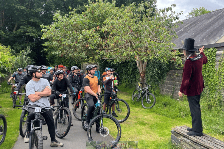 Mayor Jeremy Paige opening the second Dyfi Mountain Biking Wild Ride event on 13 July 2024