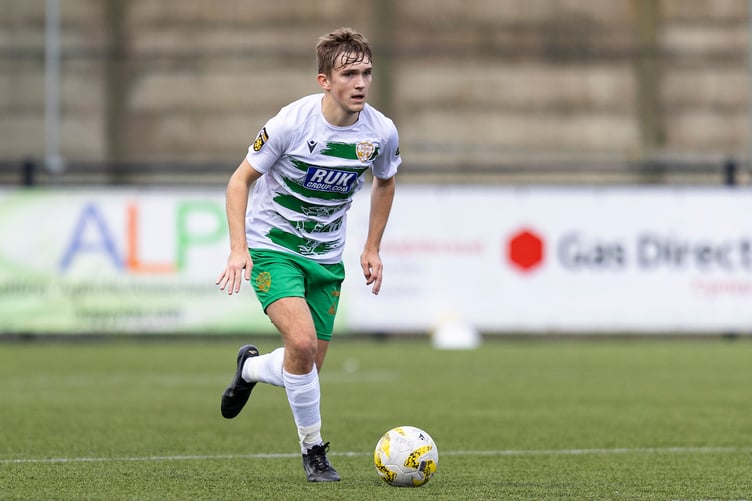 ABERYSTWYTH, WALES - 27TH OCTOBER 2024: 
Jake Canavan of TNS in action.
Aberystwyth Town v The New Saints in the JD Cymru Premier at Park Avenue on the 27th October 2024. (Pic by Lewis Mitchell/FAW)