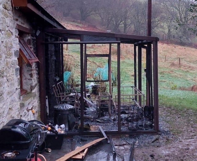 Conservatory destroyed by fire