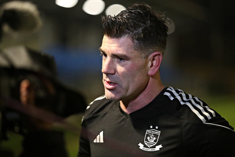 OLD COLWYN, COLWYN BAY, CONWY - 29th NOVEMBER 2023 - Nomad's Michael Wilde after Colwyn Bay FC vs Connah's Quay Nomads in Round 17 of the JD Cymru Premier at The Four Crosses Construction Arena, Colwyn Bay (Pic by Sam Eaden/FAW)