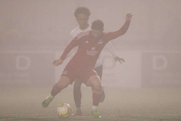 FLINT, WALES - 14TH JANUARY 2025: Connah's Quay Nomads' Max Woodcock during the JD Cymru Premier fixture between Connah's Quay Nomads and Bala Town at the Essity Stadium, Flint. 14th of January, Flint, Wales (Pic by Nik Mesney/FAW)
