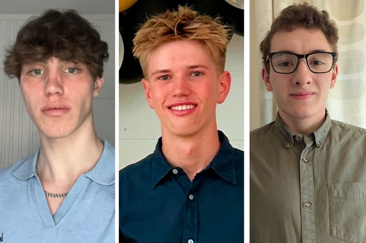 O'r chwith i'r dde: Jacob Redmond, Iwan Bryer a Sion Dafydd