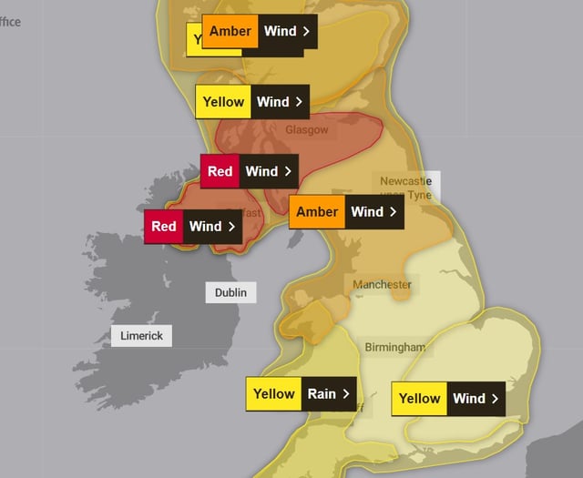 Red warning issued with 90mph winds expected in Wales from Storm Éowyn