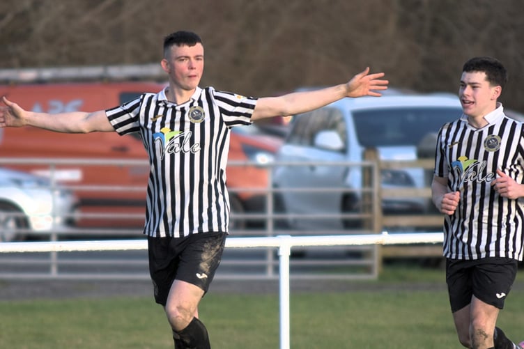 Hat-trick hero Callum Page celebrates after scoring one of his goals (Photo: Bev Hemmings)