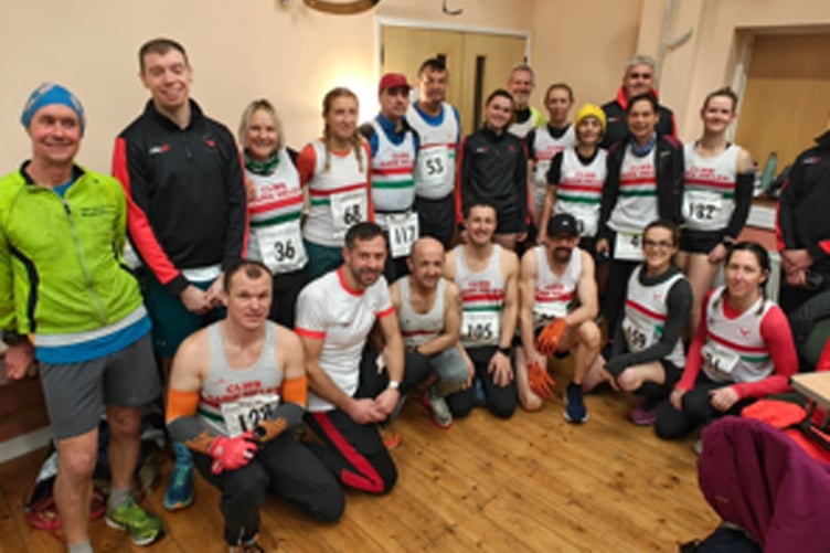 Sarn Helen's team at the Welsh Cross Country Championships at Pembrey Country Park