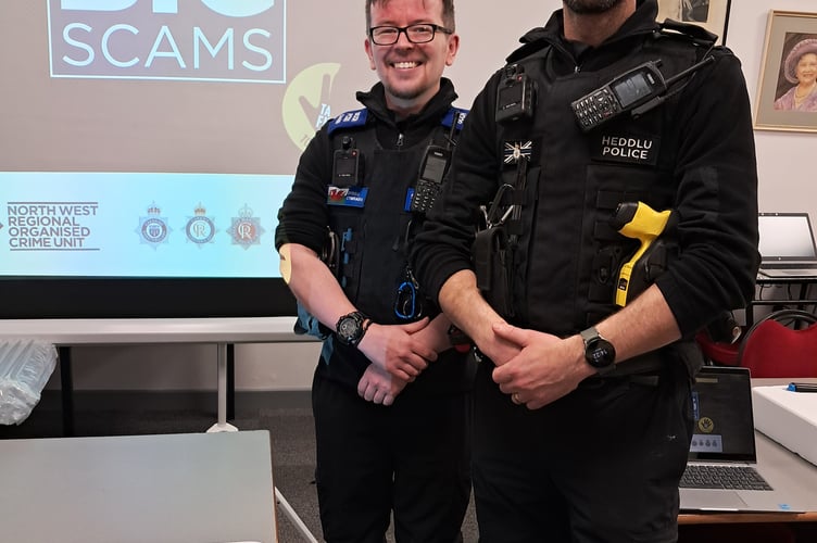 PCSO Andy Williams, Community Support Officer for the Tywyn area, and PC Brett Wade