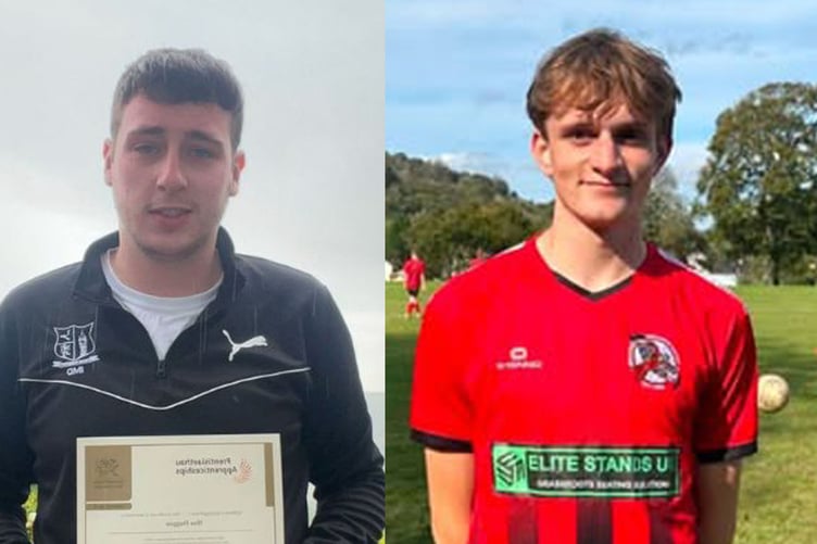 Ianto Duggan (left) made his debut for Newcastle Emlyn whilst Sam Coldman was named Pencader United's man of the match