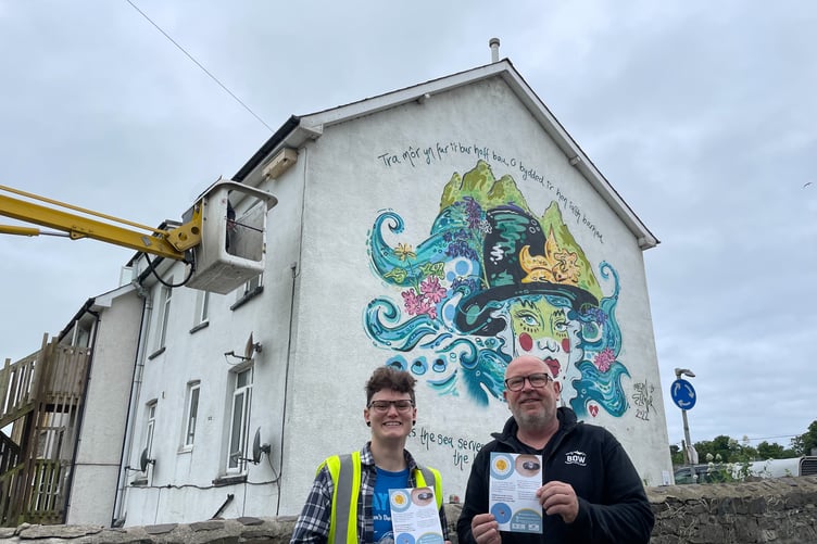 Brian Wilkins, director of BDW Consultancy (right) with member of Ceredigion Swift Project Naomi Davis (left)