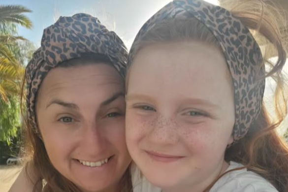Emma and her daughter Eadie in Eadiechops headbands