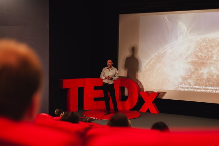 A speaker at the last TEDxAberystwyth event in 2022