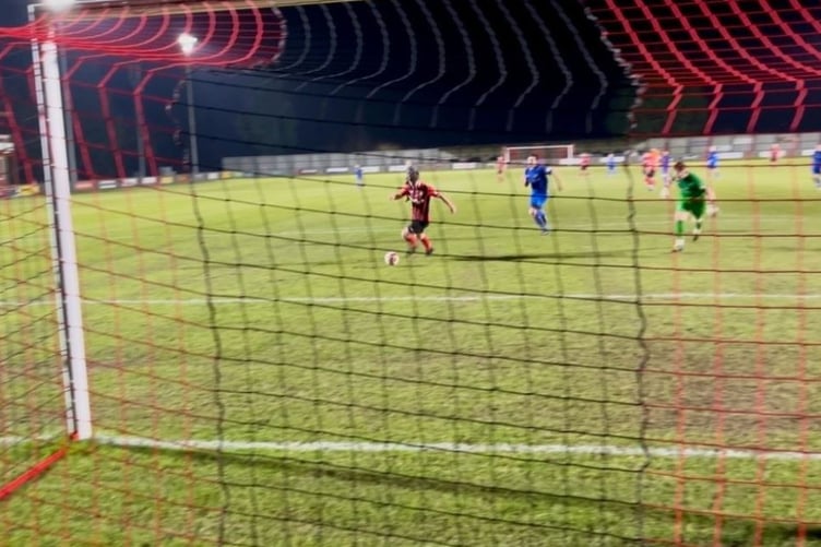 Jamie Jones scored Porthmadog's third goal
