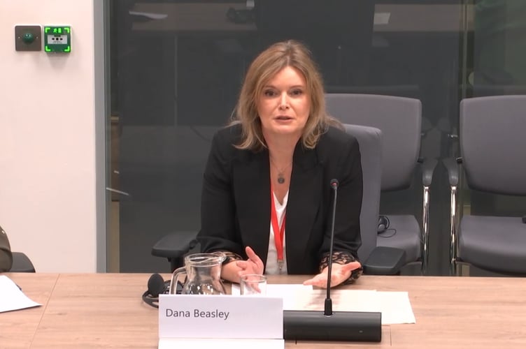Dana Beasley giving evidence before the Senedd