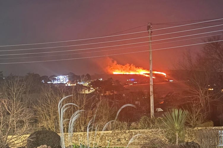 Cllr John Brynmor Hughes took this photograph of the blaze