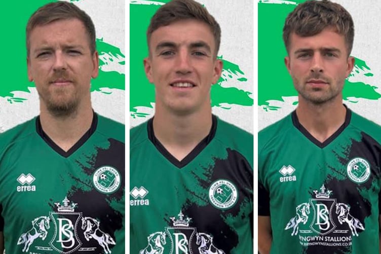 Tregaron goalscorers Cledan Davies, Jac Hockenhull and Josh Taylor