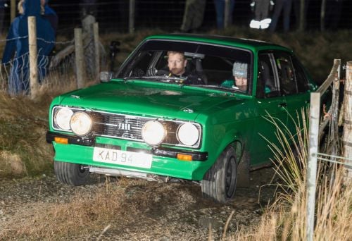 Cambrian Road Rally 2025 winners Ieuan Evans and Michael Gilbey (Ford Escort)
