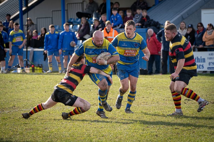 Man of the Match Ceri Davies in action