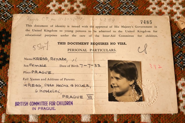 The ID card of Renate Collins for her journey on the Kindertransport in 1939