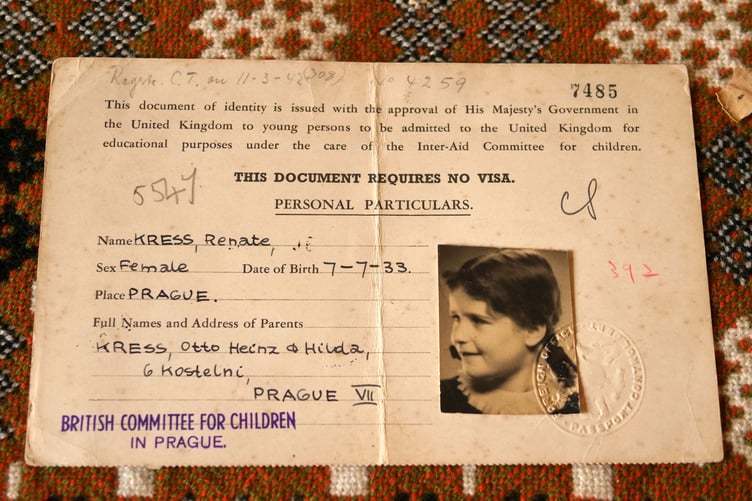 The ID card of Renate Collins for her journey on the Kindertransport in 1939