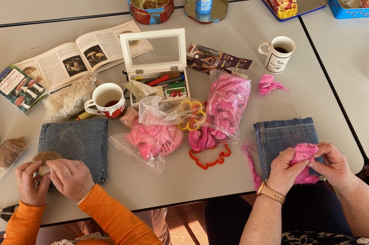 Karen has taught Margaret to needlepoint at the sessions