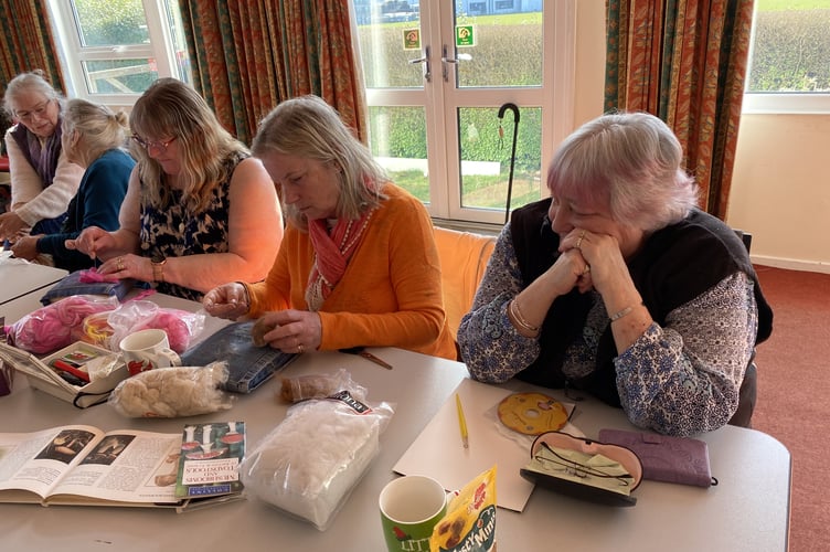 Margaret and Karen doing needlefelting, Tracy (right) watching
