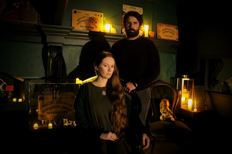 Laura and Erik Rowton in the seance parlour of their new Carmarthen museum