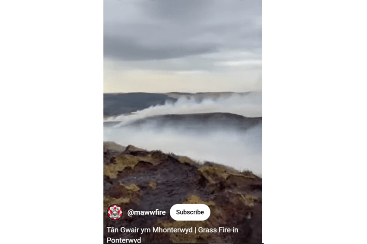 A screenshot from Mid and West Wales Fire and Rescue Service's video of the fire