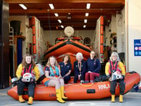 Crew members at Aberystwyth RNLI celebrate International Women's Day