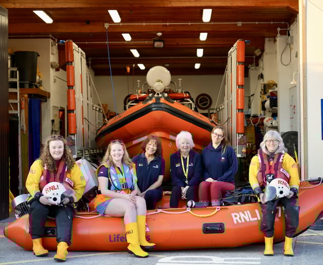 Crew members at Aberystwyth RNLI celebrate International Women's Day