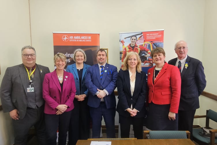 Montgomeryshire and Glyndŵr MP Steve Witherden (centre) who chaired the inaugural meeting for the All-Party Parliamentary Group on Air Ambulances (APPGAA)