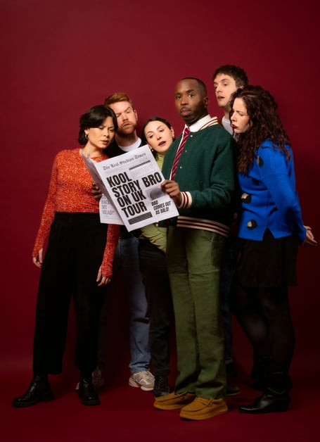 Kiell Smith-Bynoe and some of the cast of 'Kool Story Bro'. Photo: Bardha Krasniqi