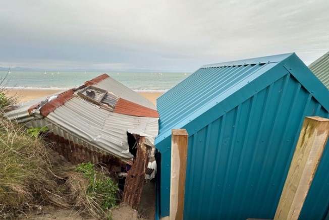The beach hut at Abersoch destroyed in a storm. Photo: Gwynedd Council planning documents