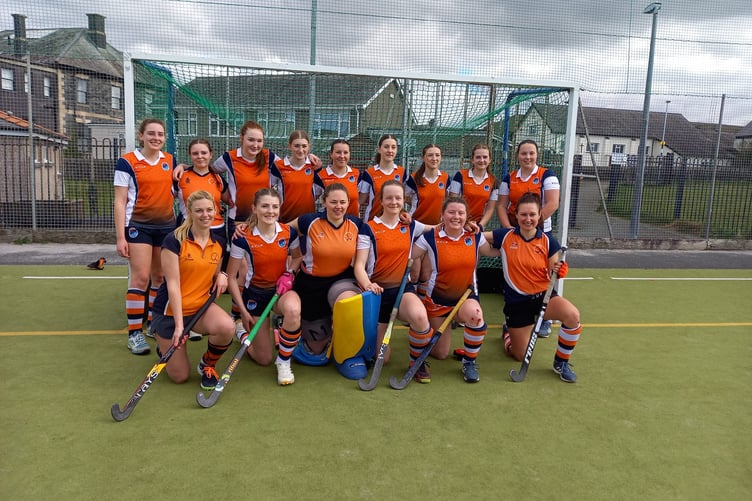 Dysynni Ladies. Back left to right: Sian Williams, Izzy Furneaux, Poppy Ryan, Alicia Bishop, Ellie Redman, Sofia Rosamilia, Tilly Thomas, Lucy Dimonaco, Glesni Wyn-Jones. Front left to right: Rhian Holt, Ela Pugh, Pippa Rollings (Co-capt), Lora Constable (Co-capt), Alice Bennett and Amelia Dunn. (Photo: Sue Williams)