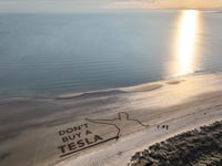Gwynedd beach used as backdrop for anti-Musk protest