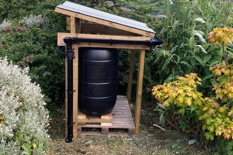 The new rainwater collection system installed at Trefechan Community Garden