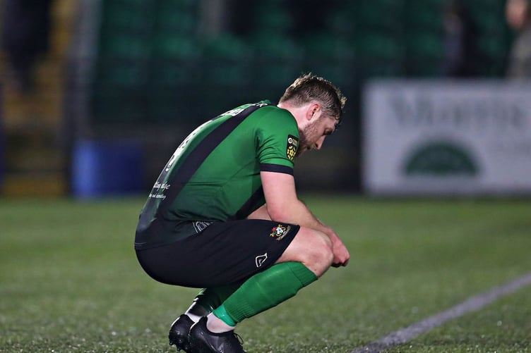 ABERYSTWYTH, CEREDIGION, WALES - 21st MARCH 2025 - Louis Bradford of Aberystwyth Town after Aberystwyth Town vs Briton Ferry Llansawel in Round 29 of the JD Cymru Premier Play-Off Conference at Park Avenue, Aberysywth (Pic by Sam Eaden/FAW)