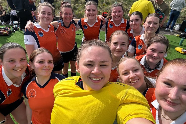 Dysynni ladies. Back left to right: Sian Williams, Amelia Dunn, Ela Pugh, Alice Bennett, Freya Read and Tilly Thomas. Middle left to right: Glesni Wyn-Jones, Izzy Furneaux, Lucy Dimonaco, Alanna Fox. Front left to right: Pippa Rollings (Capt), Tilly Papirnyk and Poppy Ryan (Photo credit: Pippa Rollings)