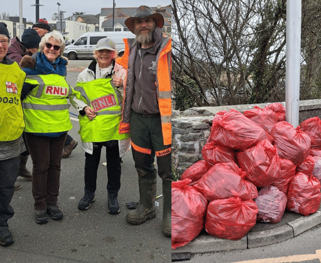 Pwllheli volunteers collect over 30 sacks of rubbish