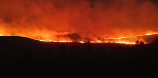 Mid Wales wildfires update: crews remain at scene