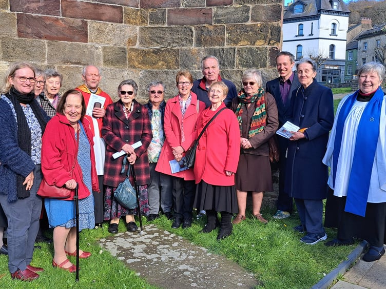 The congregation and clergy from Bro Moelwyn Ministry Area at the recent licencing and installation at Bangor Cathedral of Reverend Roland Barnes of Blaenau Ffestiniog (5th from the left) to Canon Primus to the Diocese of Bangor