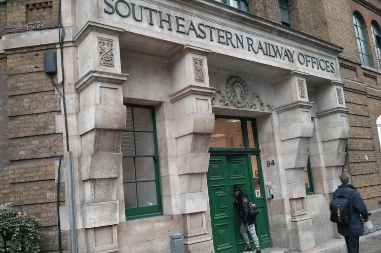 South Eastern Railway Offices portico in London prior to its relocation to VoR