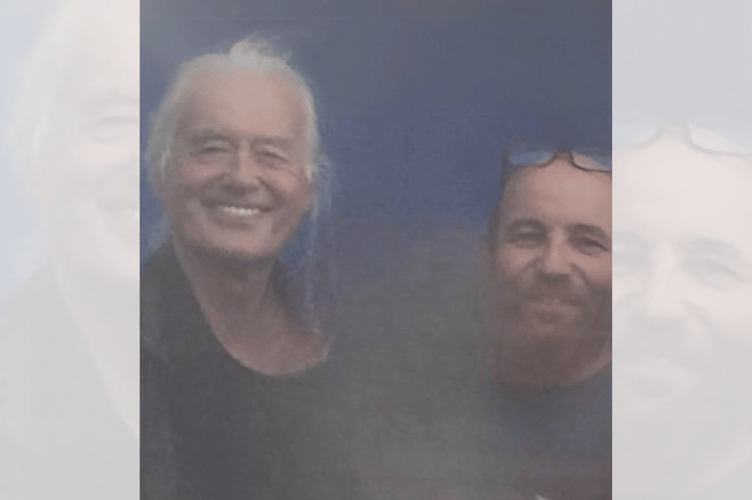 Jimmy Page with Scott Roe during his visit in 2023