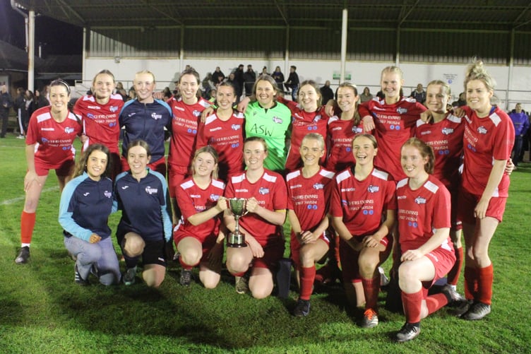 Llanfair United with the cup