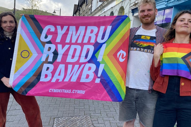 Another flag called for a 'free Wales for all'